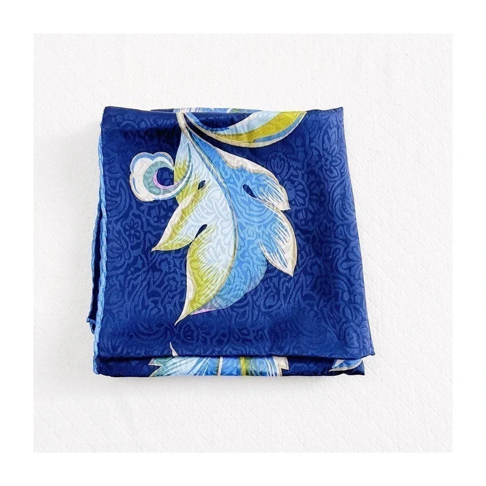 Lanvin Silk Patterned Scarf Raw Edge Detailing 100% Silk